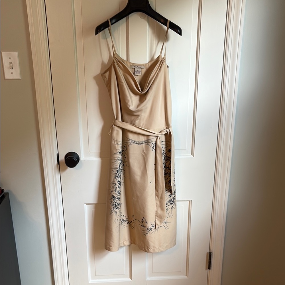 Free People Cream Cowl Dress with Floral Design